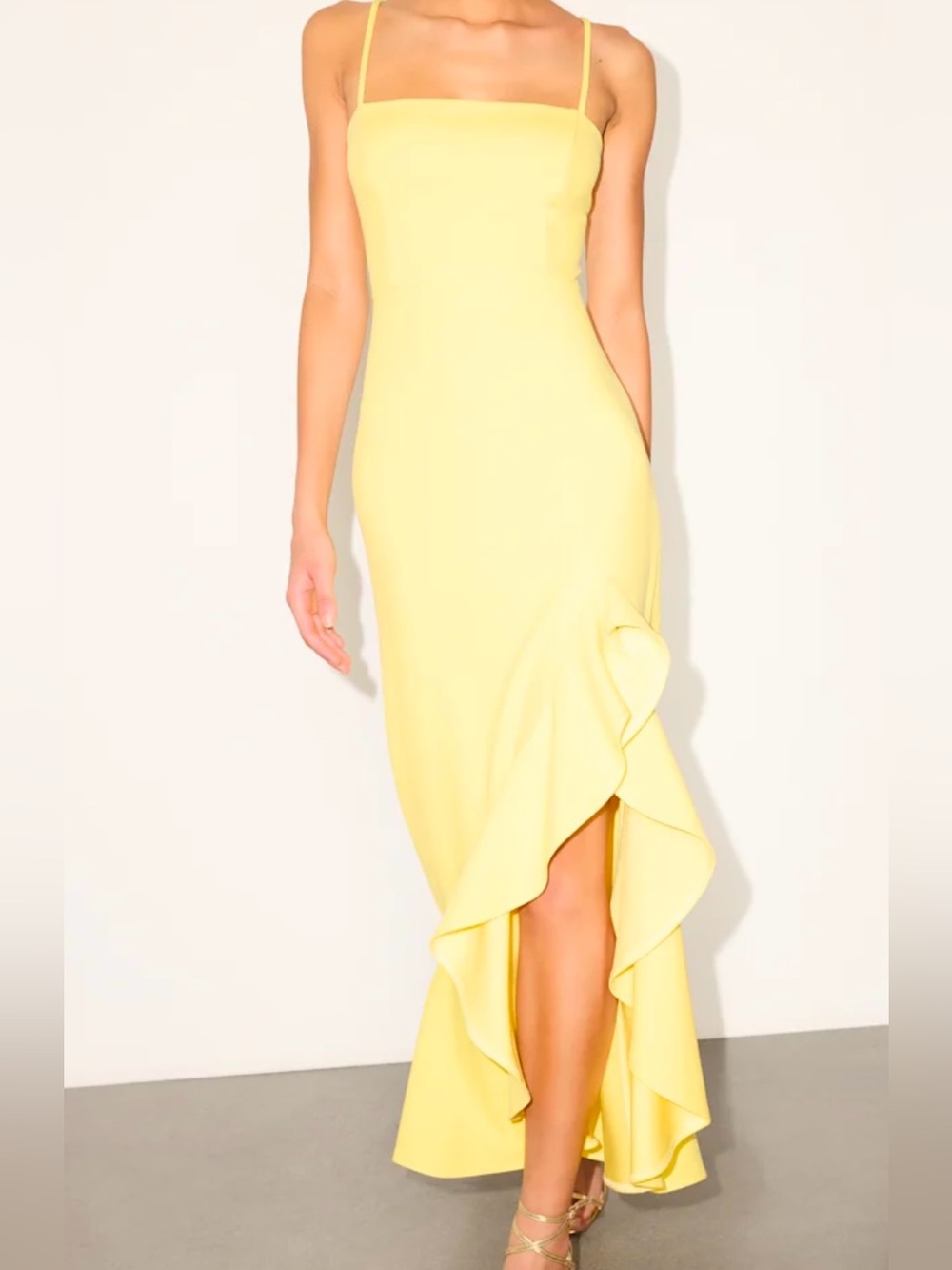 Lulu's Canary Yellow High-Low Ruffle Dress
